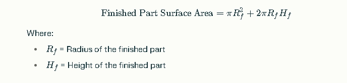 Finished Part Surface Area Calculation