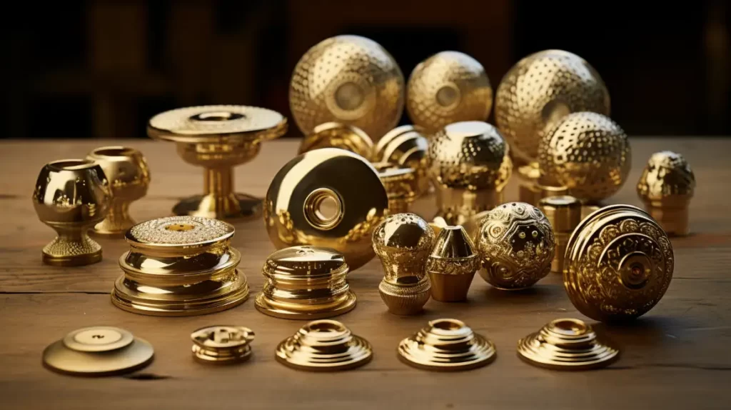يمكن طلاء القطع النحاسية بالذهب أو النيكل.