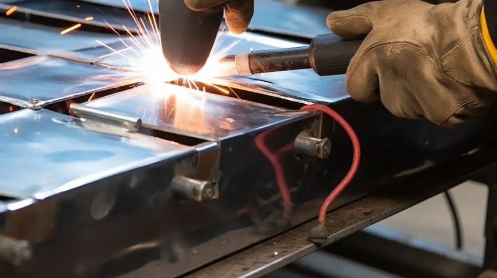 This small weld holds the pieces together until you can do a complete weld.