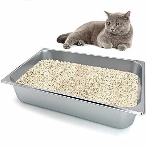 Extra grote roestvrijstalen kattenbak