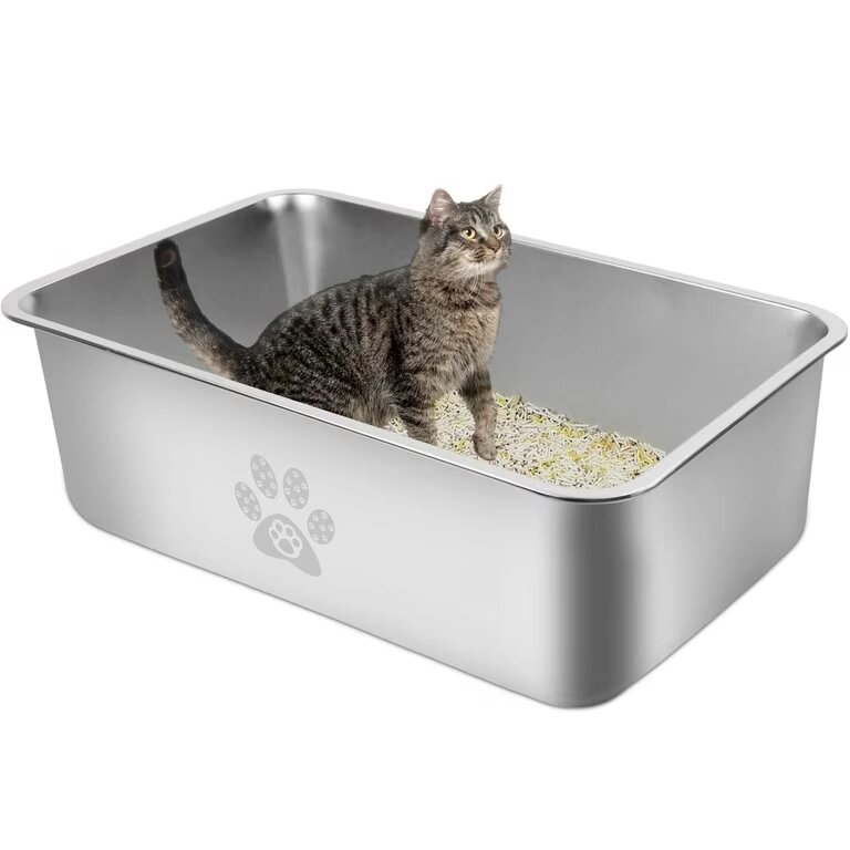 Roestvrijstalen kattenbak met antikleeflaag