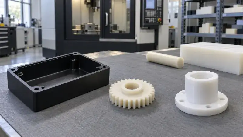 Machined Plastic Housing, Gear, and Bushing