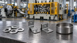 Stamped Metal Parts on a Workshop Bench